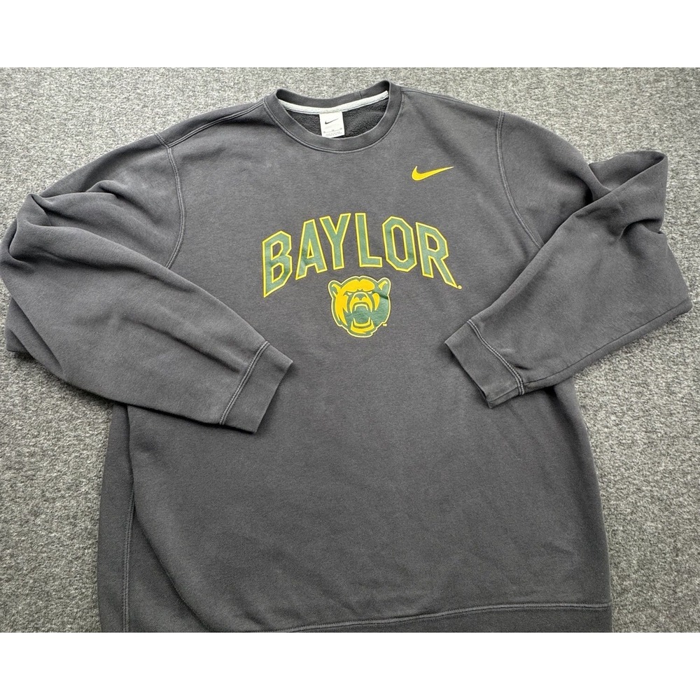 Nike Baylor Bears Sweatshirt Mens Sz XL Gray Nike Club Fleece Crew Pullover NCAA